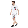 White Mesh Tattooed Taped Tshirt and Shorts Combo Suit