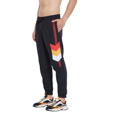 Black Cut and Sew Taped Light Weight Trackpants