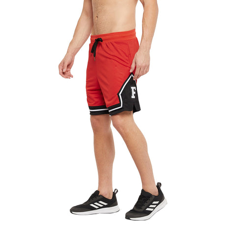 Red Patched Basketball Shorts Shorts Fugazee 