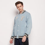 Blue Denim Varsity Jacket Jackets Fugazee 