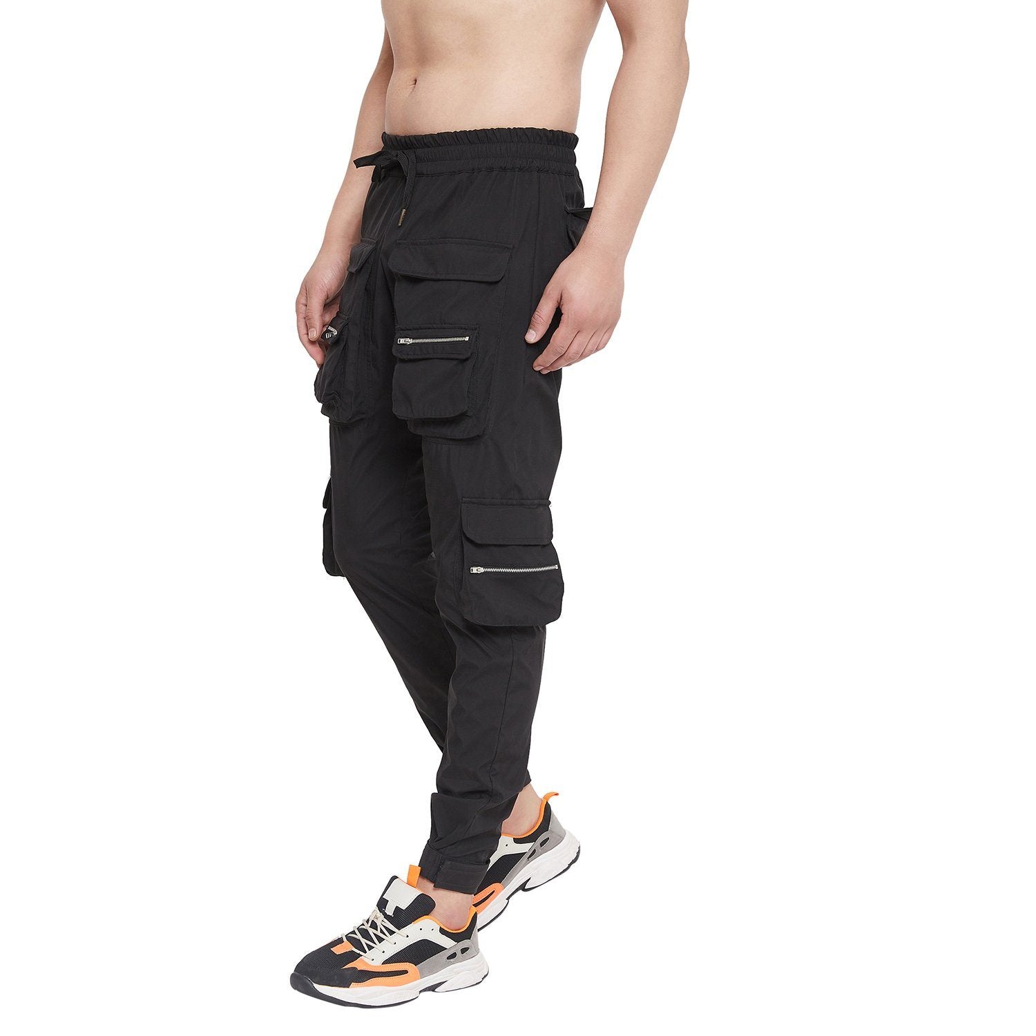 Black Nylon Zipped Cargo Pocket Trackpant