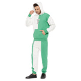 Green And White Cut-Sew Hoodie & Joggers Combo Tracksuit