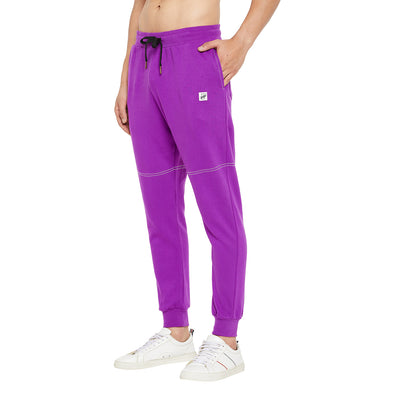 Purple Contrast Stich Relaxed Fit Joggers