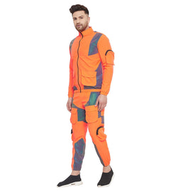 Orange Nylon Rainbow Reflective Cargo Tracksuit