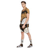 Brown Tie & Dye Cuban Shirt & Shorts Combo Set With Matching Socks