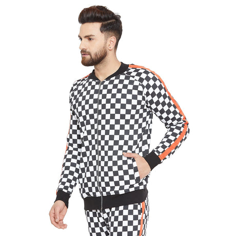 Checkered Print Taped Sweatshirt Sweatshirts - Fugazee