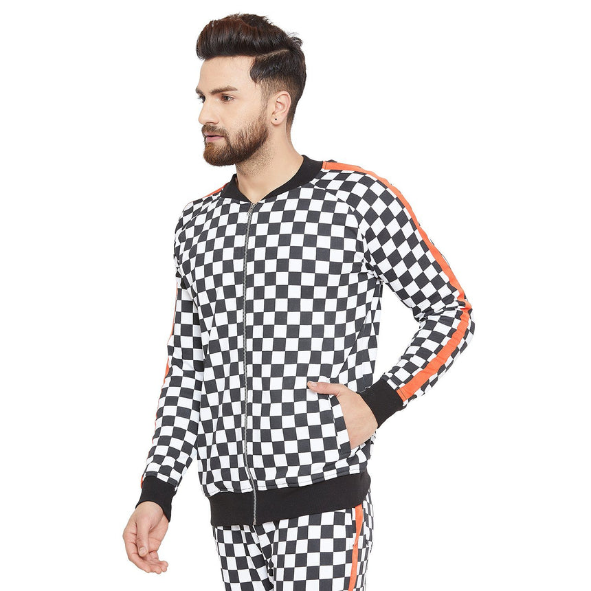 Checkered Print Taped Sweatshirt Sweatshirts - Fugazee