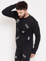 Black Patched Distressed Sweatshirt Sweatshirts Fugazee 