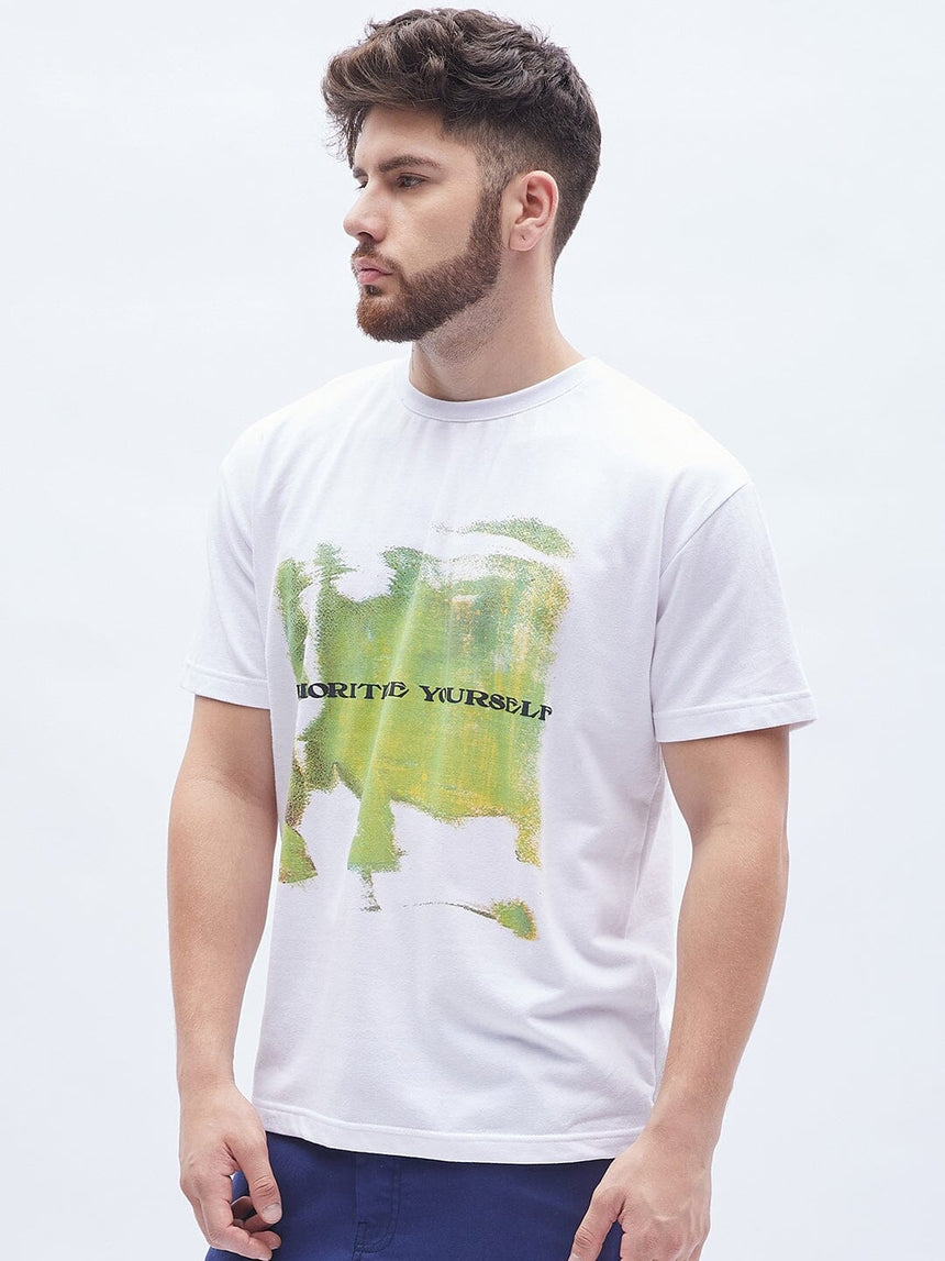 Prioritize White Graphic Oversized Tshirt