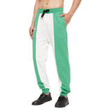 Green & White Cut-Sew Joggers Trackpants Fugazee 