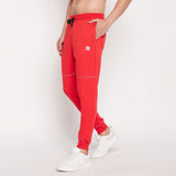 Red Contrast Stich Relaxed Fit Trackpants Trackpants Fugazee 