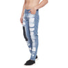 Blue Heavy Distressed Raw Patch Denim