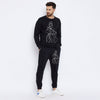 Black Naruto Print Oversized Sweatshirt and Trackpants Clothing Set