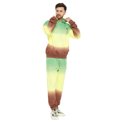 Tri Color Oversized Ombre Hoodie & Relaxed Fit Joggers Tracksuit