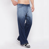 Blue Ombre Washed Flared Denim Jeans Fugazee 