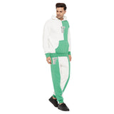 Green And White Cut-Sew Hoodie & Joggers Combo Tracksuit