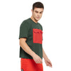 Forest Green Red Patch Pocket Tshirt