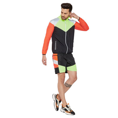 Neon Active Cut & Sew Wind Cheater Jacket and Shorts Clothing Set
