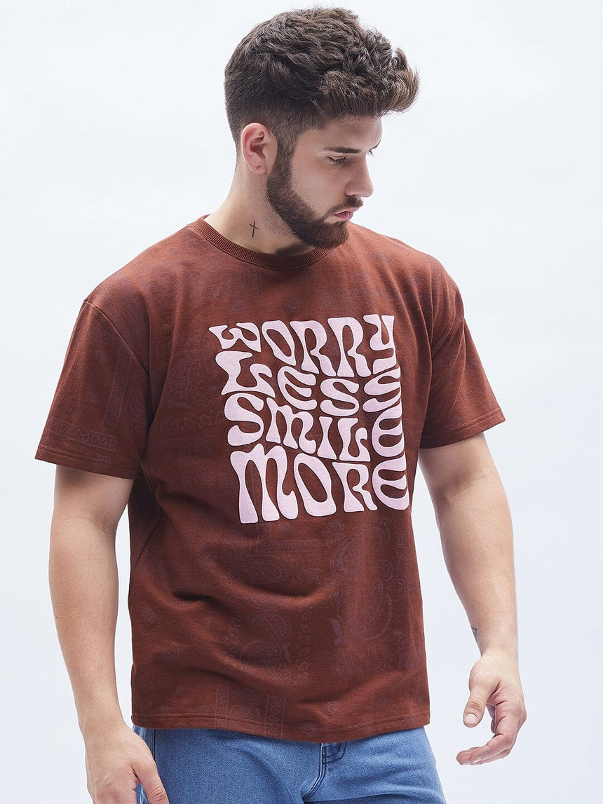 Brown Paisley Oversized T-Shirt
