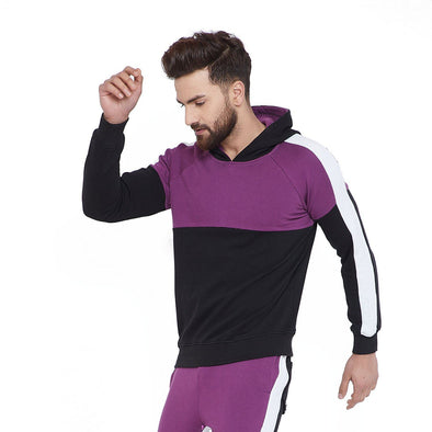 Lilac Contrast Hooded Sweatshirt Sweatshirts - Fugazee