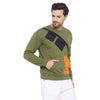 Olive Contrast Patch Pocket Sweatshirt