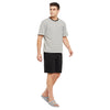 Grey Stripes Oversized Tshirt and Black Shorts Clothing Set