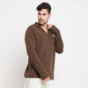 Brown Melange Cuban Long Sleeves Sweatshirt