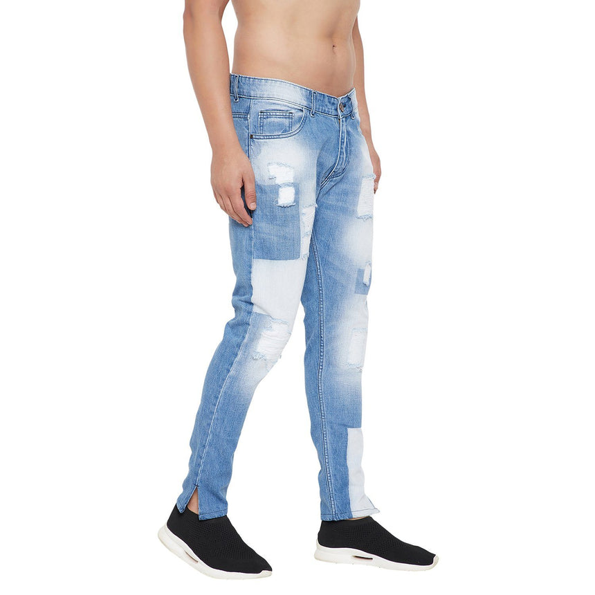 Indigo Laser-Block Boot-Cut Denim Jeans Fugazee 