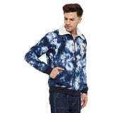 Blue Tie-Dye Sherpa Varsity Jacket Jackets Fugazee 