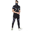 Black Rainbow Reflective Taped Tshirt and Joggers Combo Suit with Face Cover