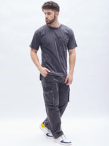 Acid Washed Carpenter Oversized Tshirt and Pants Clothing Set Clothing Set Fugazee 