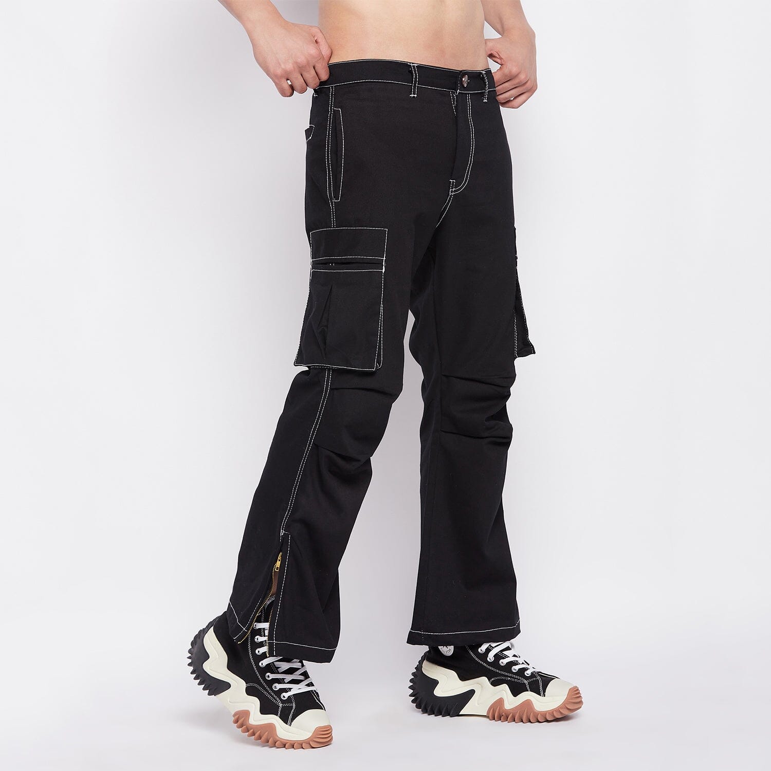 2023 Pocket Stitched High Waist Cargo Jeans Black S in Jeans Online Store |  AnotherChill.com | Cargo jeans, Clothes, Cargo pants outfit