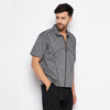 Charcoal Zipped Piping Shirt