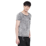 Acid Washed Deep Scoop Neck Tshirt T-Shirts - Fugazee