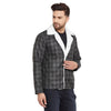 Charcoal Checkered Faux Fur Coat