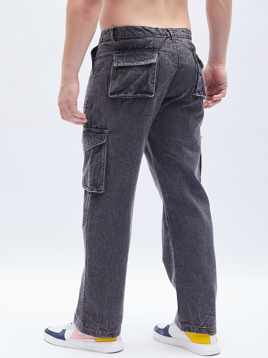 Acid washed carpenter cargo pants