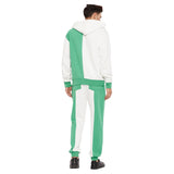 Green And White Cut-Sew Hoodie & Joggers Combo Tracksuit