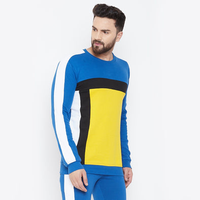 Electric Blue Cut and Sew Sweatshirt Sweatshirts - Fugazee