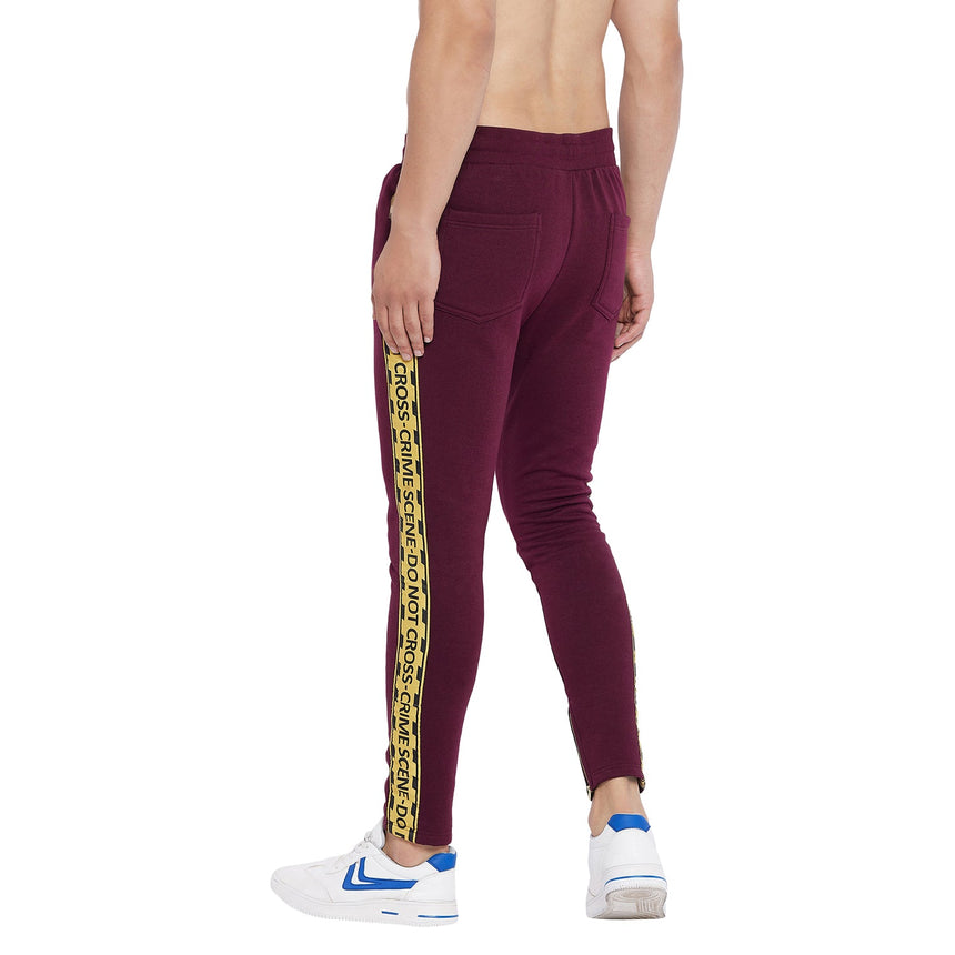 Maroon Caution Taped Trackpants