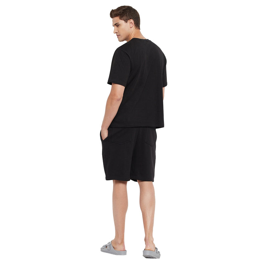 Black Oriental Waves Tshirt & Shorts Clothing Set