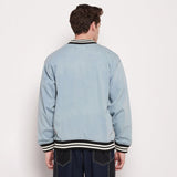 Blue Denim Varsity Jacket Jackets Fugazee 