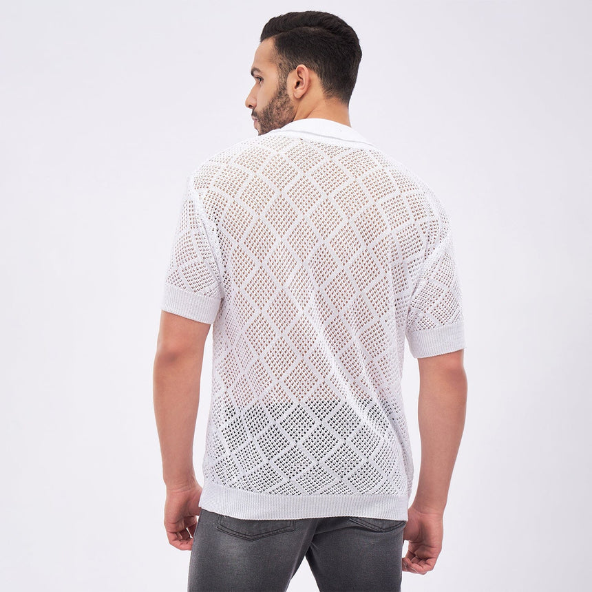 White Crochet Knitted Tshirt T-shirts Fugazee 