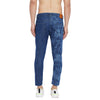 Blue Faces Lasered Cropped Denim