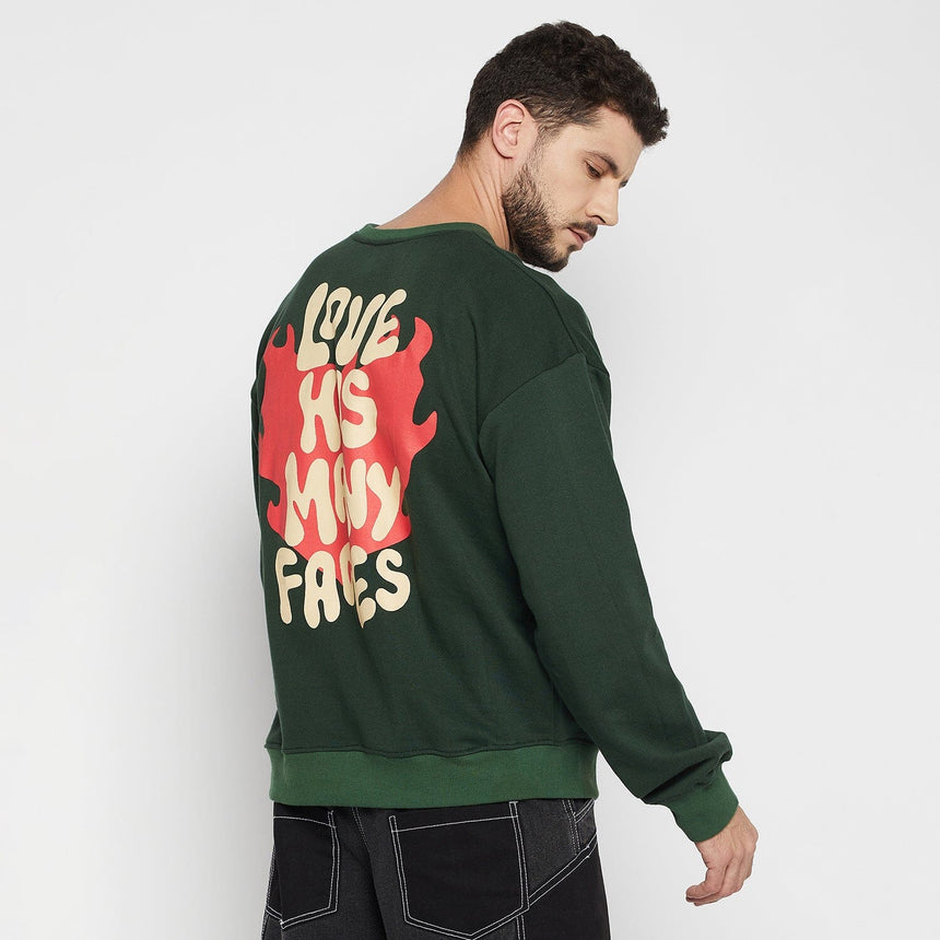 Dark Green Love Graphic Sweatshirt Sweatshirts Fugazee 