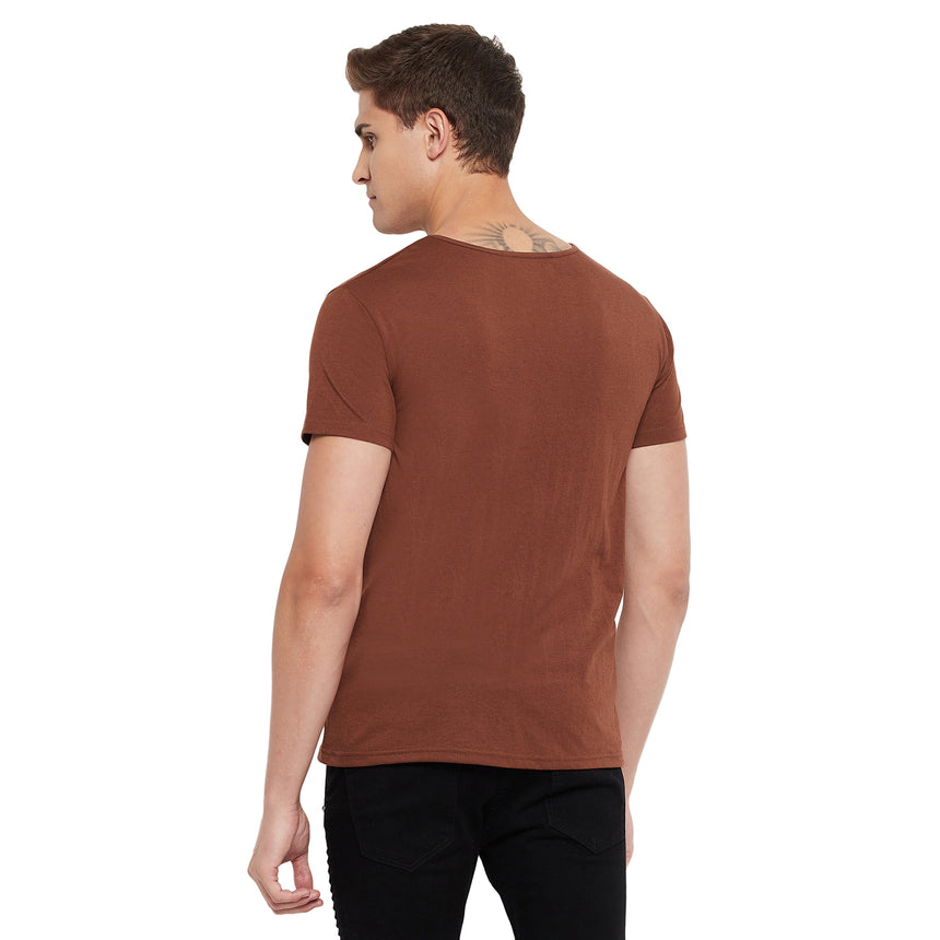 Brown Deep Square Neck Tshirt T-Shirts Fugazee 