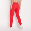 Red Contrast Stich Relaxed Fit Trackpants
