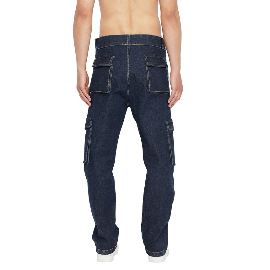Dark Washed Cargo Carpenter Denim Jeans Fugazee 