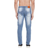 Blue Heavy Distressed Raw Patch Denim