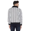 White Stripped Fur Collar Bomber Jacket