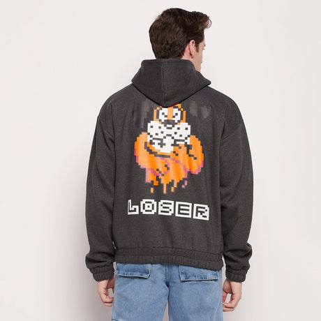 Charcoal Loser Graphic Hooded Sweatshirt Sweatshirts Fugazee 